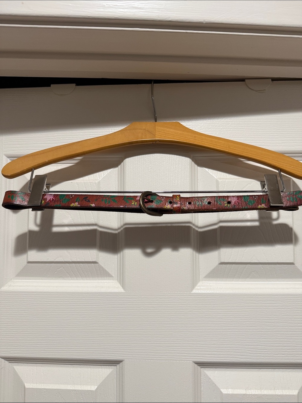 Gap -Vintage Women’s Floral Embossed Leather Waist Belt - Pink Brown